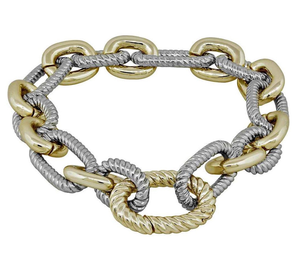 Invisible Closure Two Tone Link Bracelet