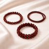 Set of 6 Burgundy Beaded Stretch Bracelets