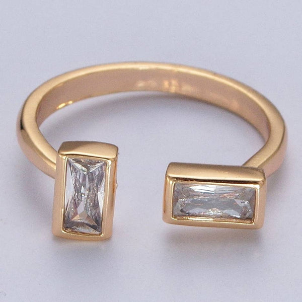 Minimalist Gold/ Cubic Zirconia Baguette Adjustable Ring
