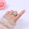 White, Teal, Blue, Black Round Evil Eye Enamel Clear Cz Stackable Ring
