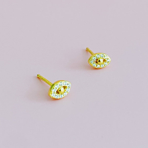 Mini Sparkle Stud Sterling Silver Evil Eye Earrings