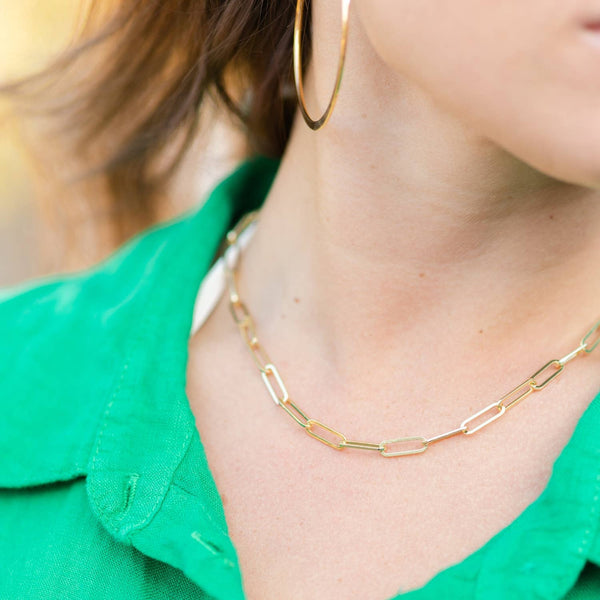 Large Paperclip Gold Chain Necklaces