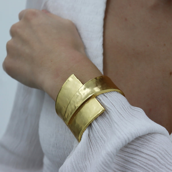 Wrapped Wide Cuff - 24K Gold Plated