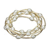 Set of 5 Pearl and Metal Bar Stretch Bracelets