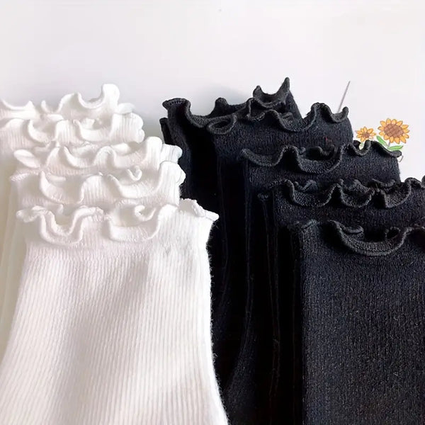 Women's Cotton Blend Ruffle Top Socks