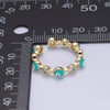 White, Teal, Blue, Black Round Evil Eye Enamel Clear Cz Stackable Ring