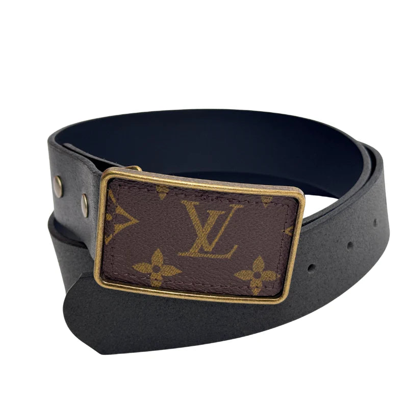 Upcycled LV or Gucci Leather Belt with Removable Buckle