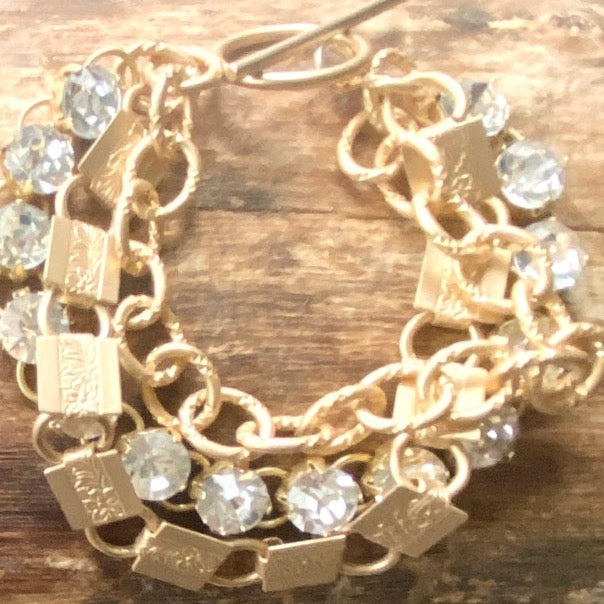 Multi Chain Vintage Crystal Bracelet