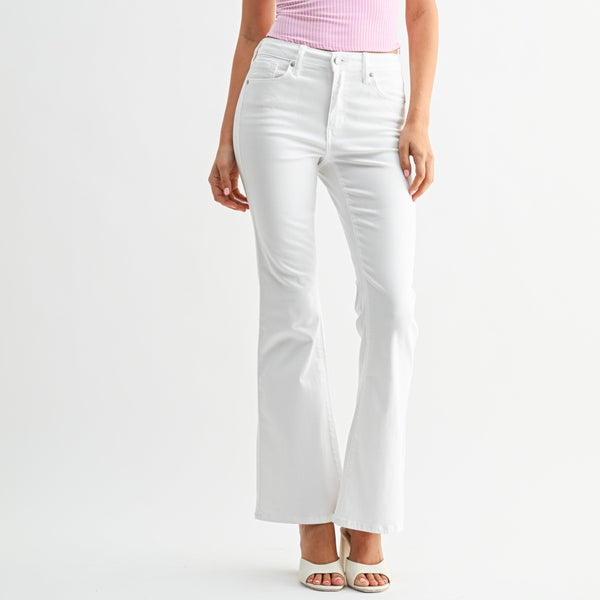 Just Black Denim Jeans Mid Rise Flare In White