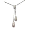 Zirconite Cz Double Drop Lariate Pendant Necklace