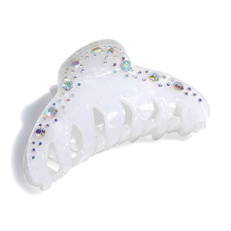 Ivory Rhinestone Claw Clip