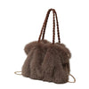 Faux Fur Double Handle Handbag