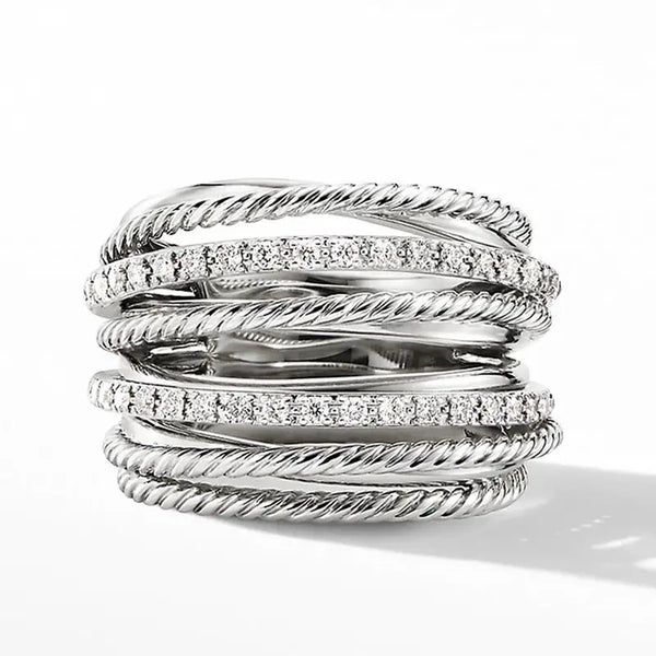 Elegant Silver CZ Wrap Ring