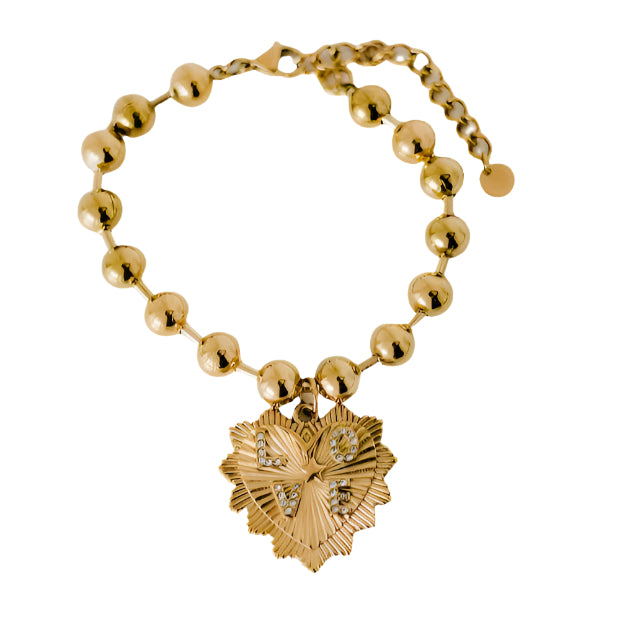 Waterproof Sunburst Heart Love Beaded Bracelet