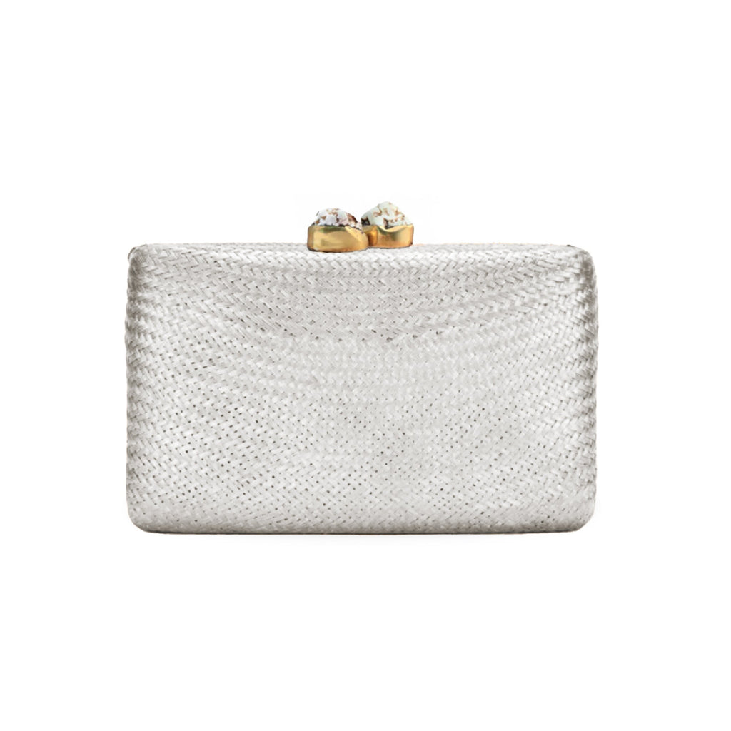 Metallic Light Silver Rectangle Clutch | LIKHÂ