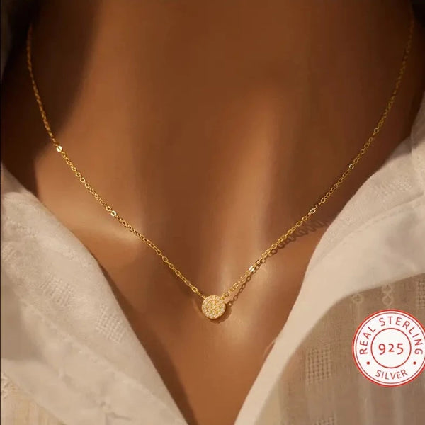 Pave Mini Disc Necklace