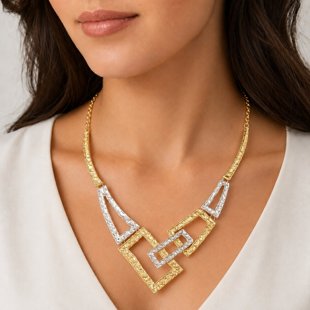 Geometric Collar Mixed Metal Necklace