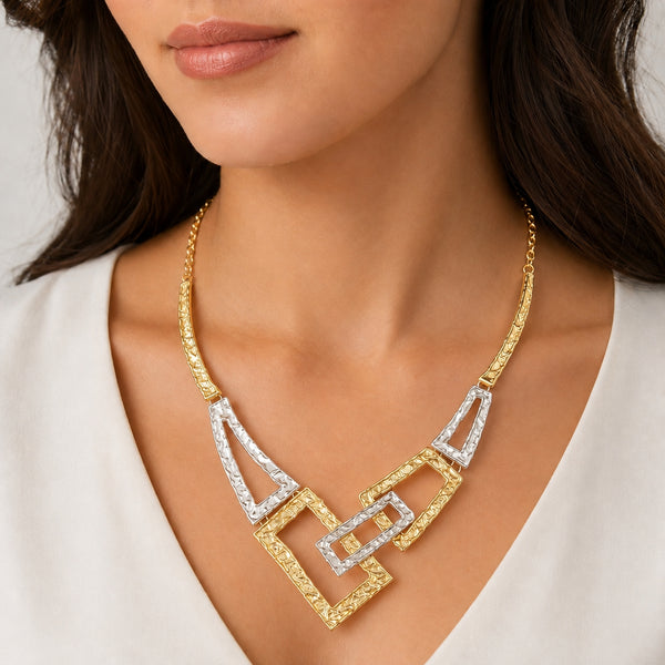 Geometric Collar Mixed Metal Necklace