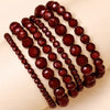 Set of 6 Burgundy Beaded Stretch Bracelets