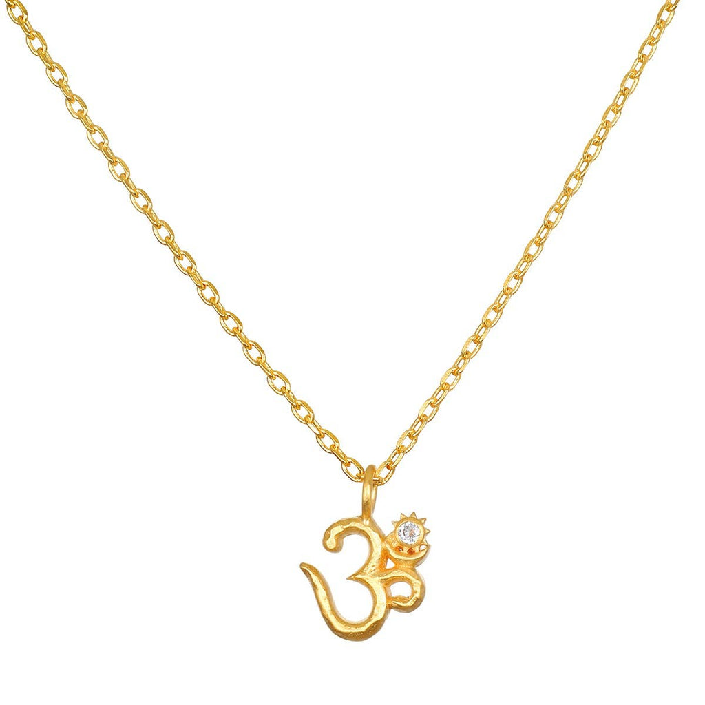 16" Universal Connection White Topaz Om Necklace