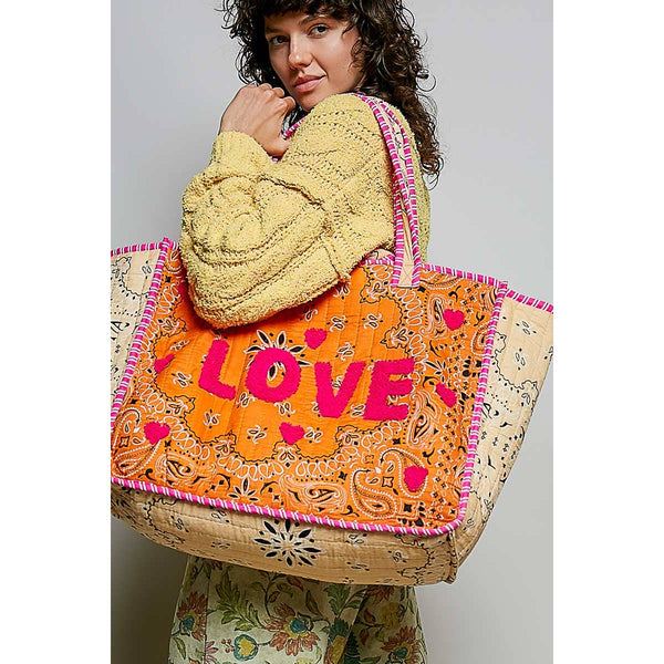 Love Bandana Quilted Tote Bag