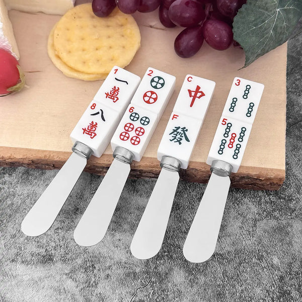 4-Piece Mahjong Resin Cheese Spreader