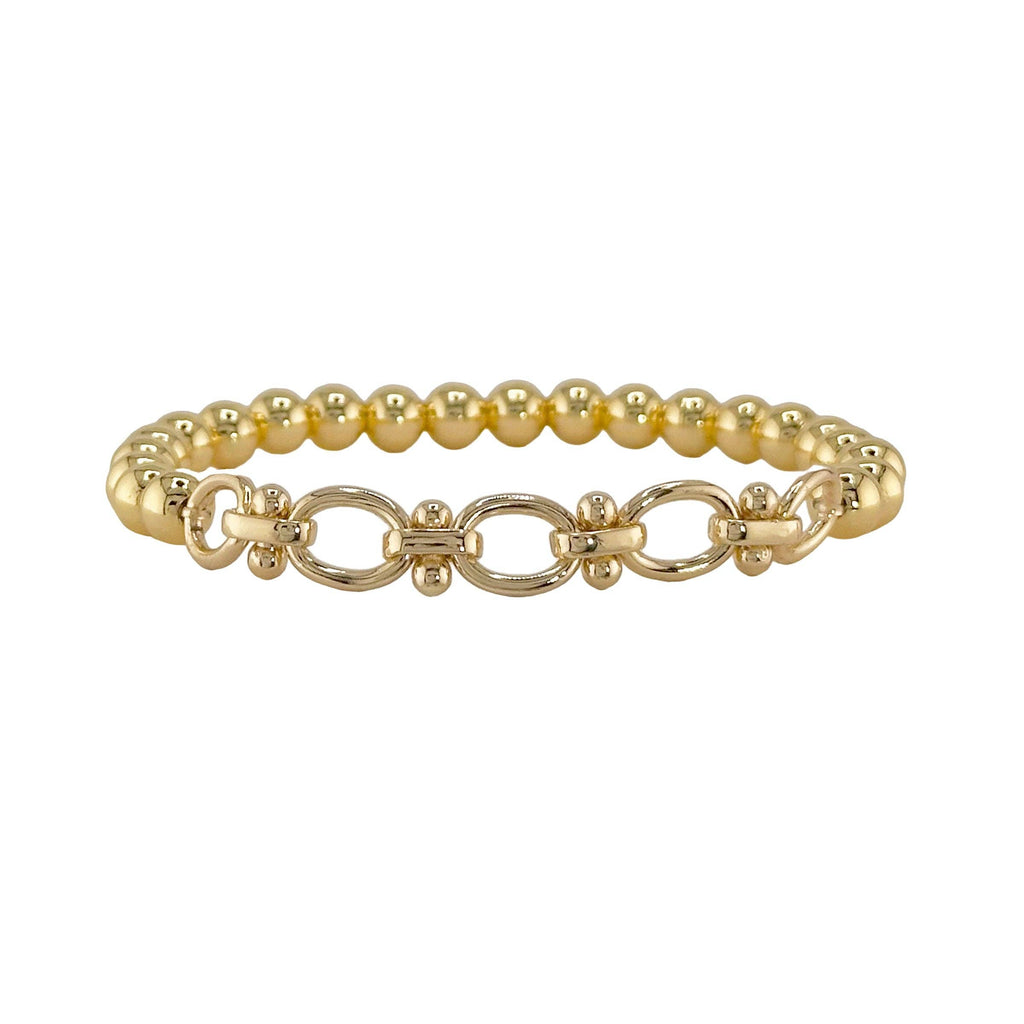 Hannah Five-Link 4MM/6MM Gold Beaded Stretch Bracelet