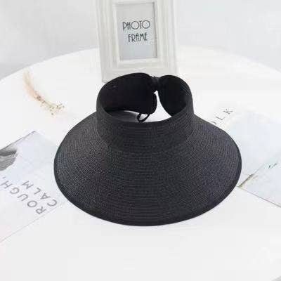 Women's Wide Brim Roll-up Straw Sun Visor Hat