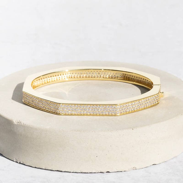 14K Gold Plated CZ Octavia Bangle