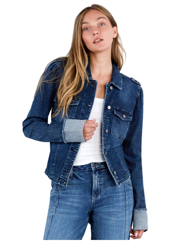 Cuffed Denim Dark Blue Jacket