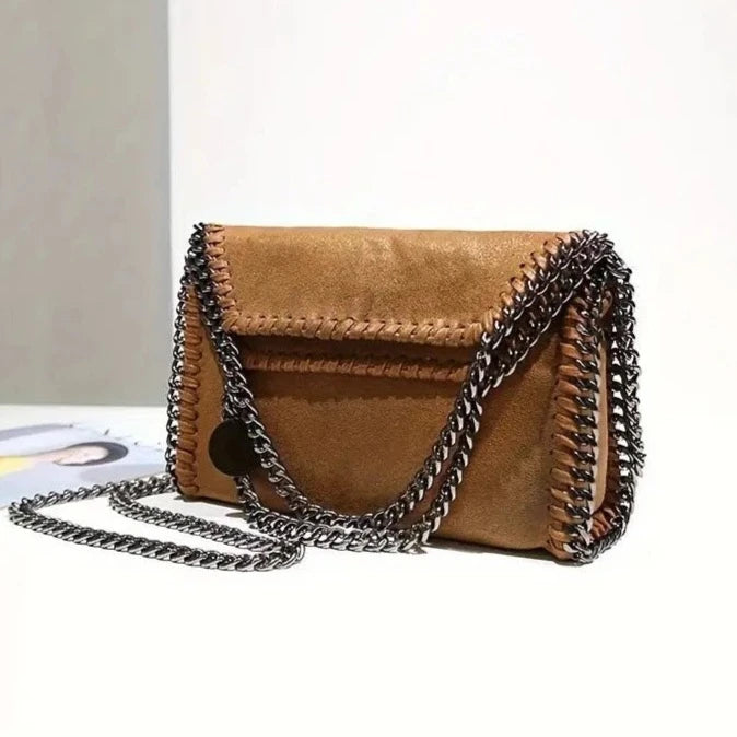 Chain Trim Vegan Leather Crossbody/Tote Bag