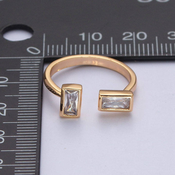 Minimalist Gold/ Cubic Zirconia Baguette Adjustable Ring