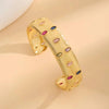 Colorful CZ's Inlayed in Gold Cuff Bracelet