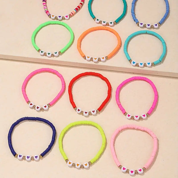 Adjustable Colorful Bead 3 Heart Bracelet