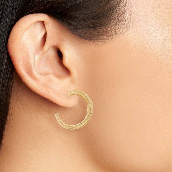 Small Overlap Hoop Earrings - 24K Gold Plated