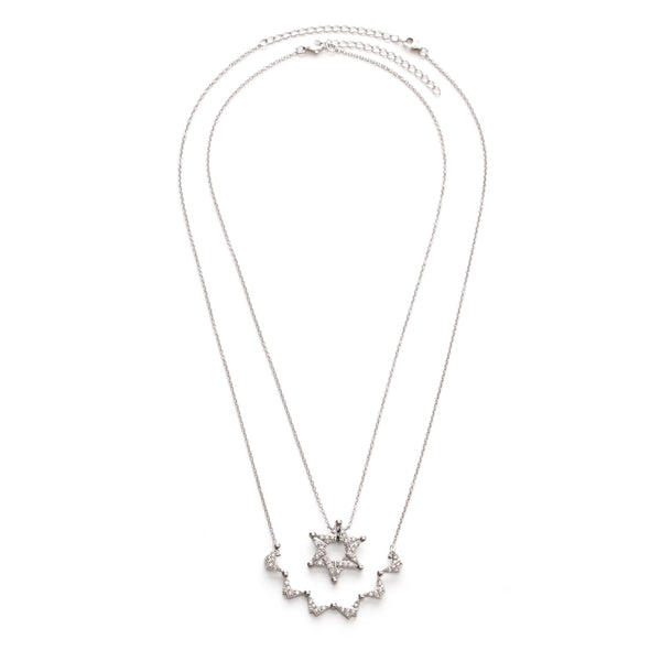 Sterling Silver Butterfly Star of David Necklace