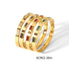 Goldtone Square Color Crystal Bangle Bracelet