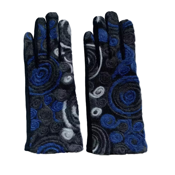 Swirl Design Embroidered Touch-Screem Gloves