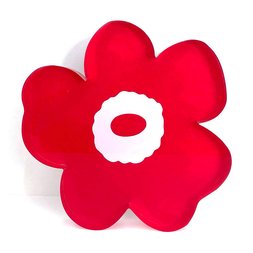 Royal Blue, Black Or Red Lucite Flower Block
