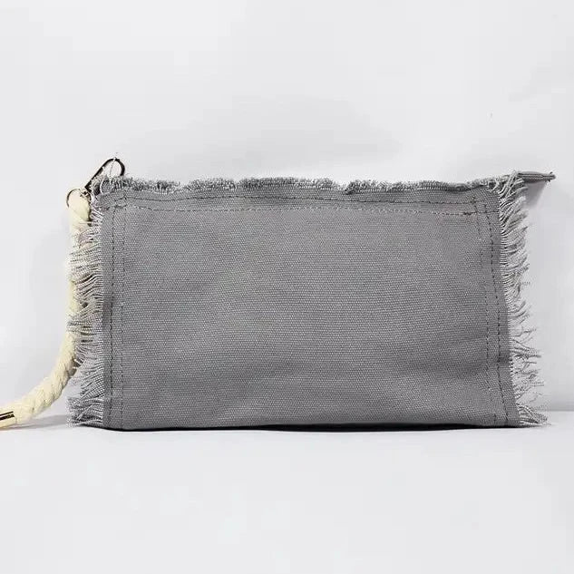 Fringe Canvas Clutch Handbag