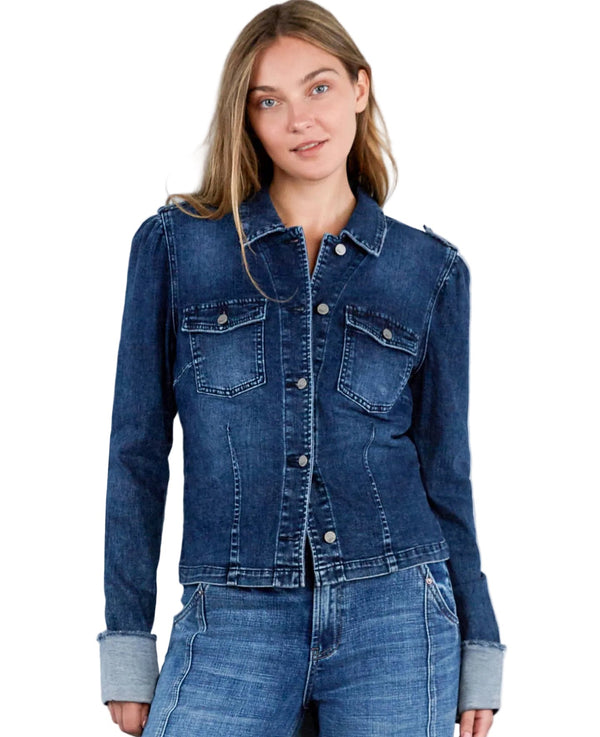 Cuffed Denim Dark Blue Jacket