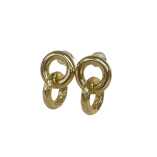 Goldtone Double Ring Earring