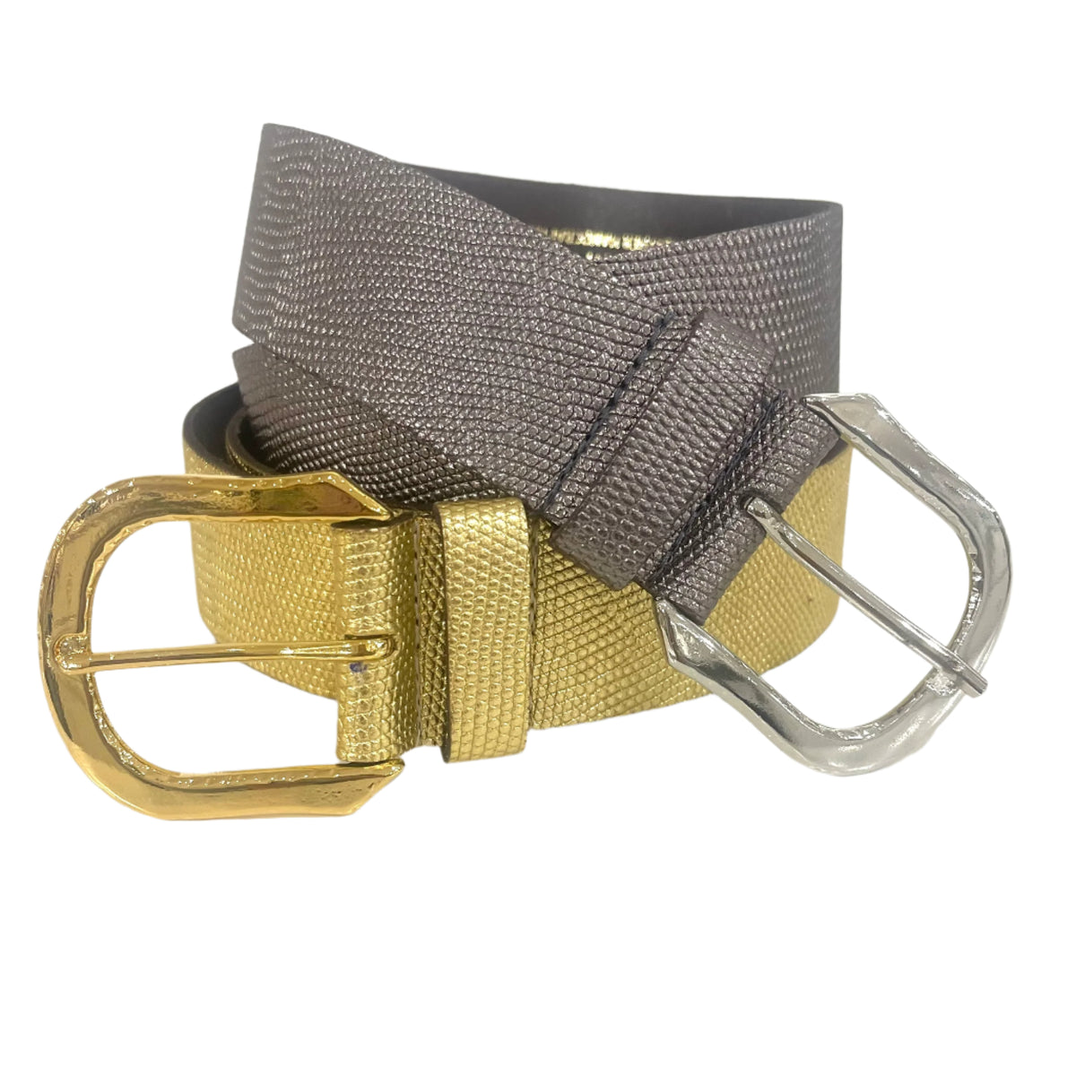 Amsterdam Heritage Metallic Iguana Textured Leather Belts  display picture 2
