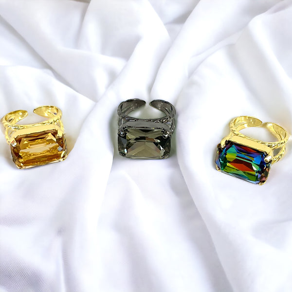 Emerald Cut Baguette Adjustable Ring