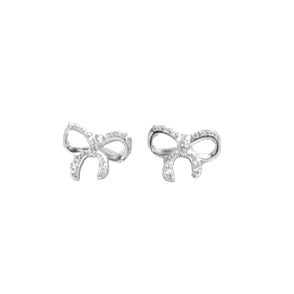 Sterling Silver CZ Bow Earrings