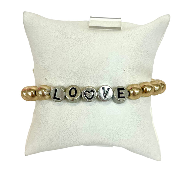 8MM Gold Love Beaded Stretch Bracelet