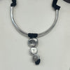 Stainless Choker with 3 Round Stone Like Hanging Beads.