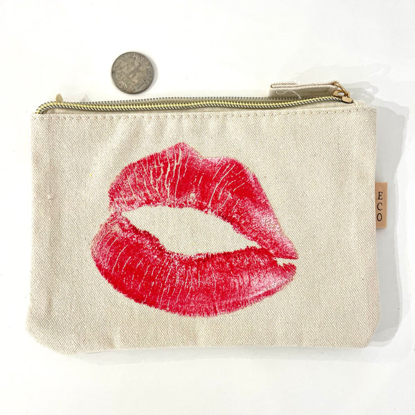 Canvas Pouch With Red Lips