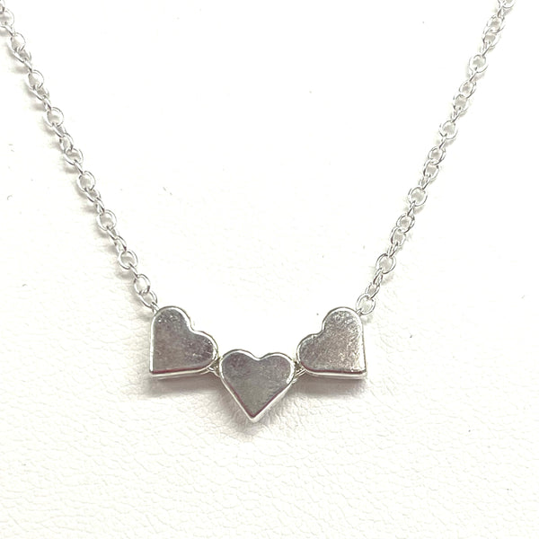 Three Hearts Silver Necklace