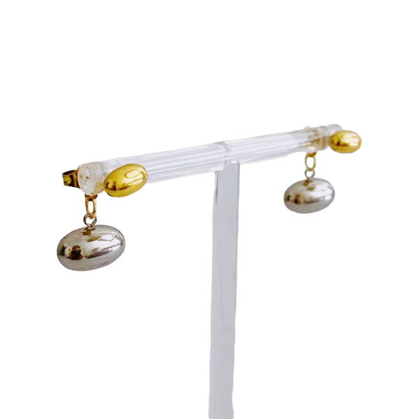 Two-Tone Mini Bean Earrings